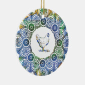 青と緑のフリリーチキン セラミックオーナメント (右)