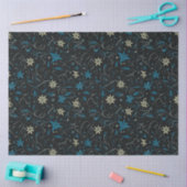 青と緑のフローラとつる植物クリスマス 薄葉紙 (クラフト)