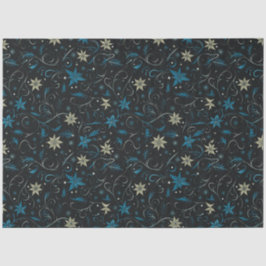 青と緑のフローラとつる植物クリスマス 薄葉紙