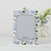 青と緑のフローラブロックプリントボーイ誕生日 サンキューカード (スタンド正面)