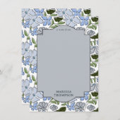 青と緑のフローラブロックプリントボーイ誕生日 ノートカード (正面/裏面)