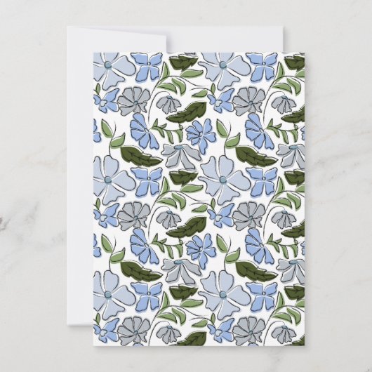 青と緑のフローラブロックプリントボーイ誕生日 ノートカード (裏面)