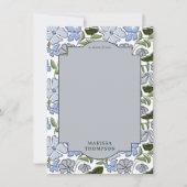 青と緑のフローラブロックプリントボーイ誕生日 ノートカード (正面)