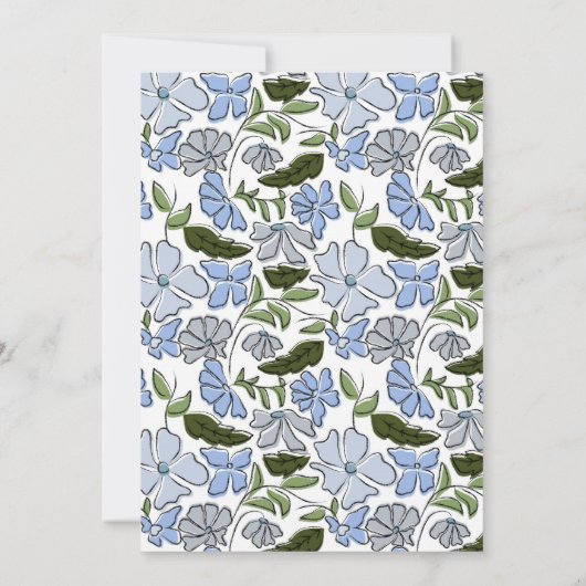 青と緑のフローラブロックプリント男の子ベイビーシャワー 招待状 (裏面)