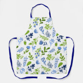 青と緑のフローラプリントオールオーバープリントエプロン エプロン (正面)