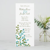 青と緑のフローラロング結婚式招待状 招待状 (スタンド正面)