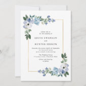 青と緑のフローラ結婚枠 招待状 (正面)