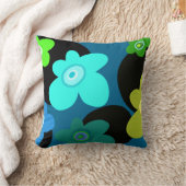 青と緑のフローラ装飾用クッション クッション (ブランケット)
