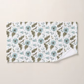 青と緑のフローラ バスタオルセット (ハンドタオル)