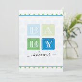 青と緑のブロックベビーシャワー招待状 招待状 (スタンド正面)