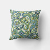 青と緑のペイズリー クッション (裏面)