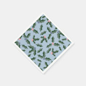 青と緑のホリー スタンダードカクテルナプキン (角)