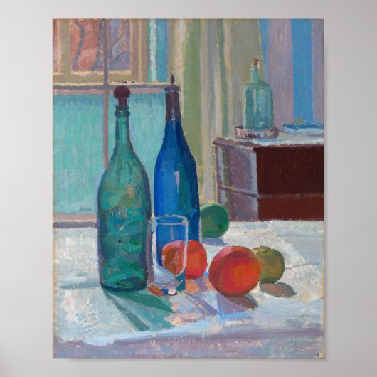 青と緑のボトルとオレンジ | Spencer Gore ポスター (正面)