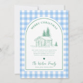 青と緑のボホアーチクリスマス シーズンカード (正面)