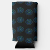 青と緑のマンダラパターン黒 スリム缶クーラー (裏面)