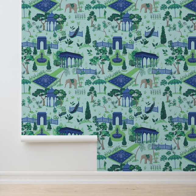 青と緑のムガルガーデンパターン 壁紙 (アプリケーション)