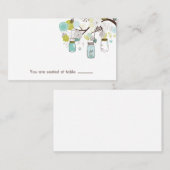 青と緑のメイスンジャーステーブルプレイスホルダー プレイスカード (正面/裏面)