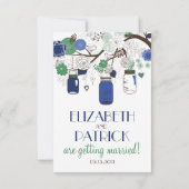 青と緑のメイソンジャー RSVP ウェディング 招待状 出欠カード (裏面)