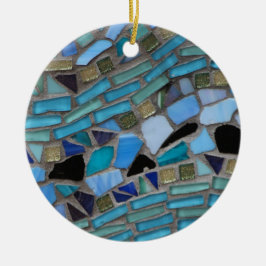 青と緑のモザイクタイル セラミックオーナメント
