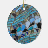 青と緑のモザイクタイル セラミックオーナメント (左)