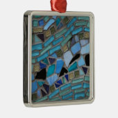青と緑のモザイクタイル メタルオーナメント (右)