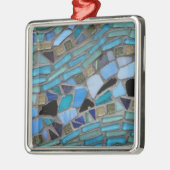 青と緑のモザイクタイル メタルオーナメント (左)