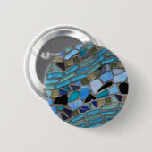 青と緑のモザイクタイル 缶バッジ (正面&裏面)