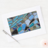 青と緑のモザイクタイル 長方形シール (封筒)