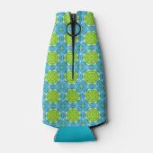 青と緑のモノグラムのマンダラパターン ボトルクーラー (裏面)