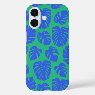 青と緑のモンステラ葉植物植物 iPhone 16ケース