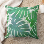 青と緑のヤシの熱帯性葉の クッション (ブランケット)