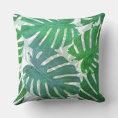 青と緑のヤシの熱帯性葉の クッション (裏面)
