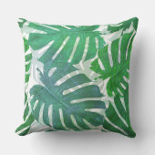 青と緑のヤシの熱帯性葉の クッション (正面)