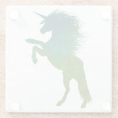 青と緑のユニコーン ガラスコースター (裏面)