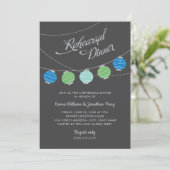 青と緑のランタン ウェディング リハーサル ディナー 招待状 (スタンド正面)