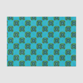 青と緑のルワンダのアフリカの部族パターン 薄葉紙