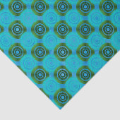 青と緑のルワンダのアフリカの部族パターン 薄葉紙 (詳細)