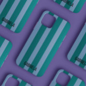 青と緑のレトロストライプスクリプト名かわいい Case-Mate iPhoneケース