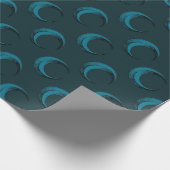 青と緑の三日月のパターンのハロウィーン ラッピングペーパー (角)