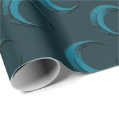 青と緑の三日月のパターンのハロウィーン ラッピングペーパー (ロールコーナー)