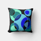 青と緑の交差円のデザイン クッション (正面)