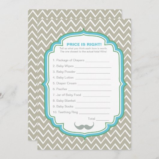 青と緑の口ひげの価格は右のゲームカード 招待状 (正面/裏面)