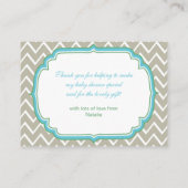 青と緑の口ひげ赤ちゃんシャワーありがとう エンクロージャーカード (裏面)