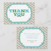 青と緑の口ひげ赤ちゃんシャワーありがとう エンクロージャーカード (正面/裏面)