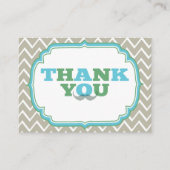 青と緑の口ひげ赤ちゃんシャワーありがとう エンクロージャーカード (正面)