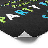 青と緑の口ひげ黒板パーティーのお願い ポスター (角)