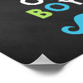 青と緑の口ひげ黒板ベビーシャワー ポスター (角)