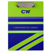 青と緑の名前の追加イニシャル事務所 クリップボード (正面)