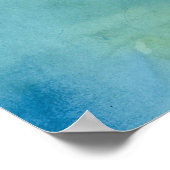 青と緑の大理石の水色 ポスター (角)