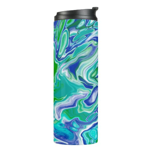 青と緑の大理石の流体アートパーソナライズされた タンブラー (回転左)
